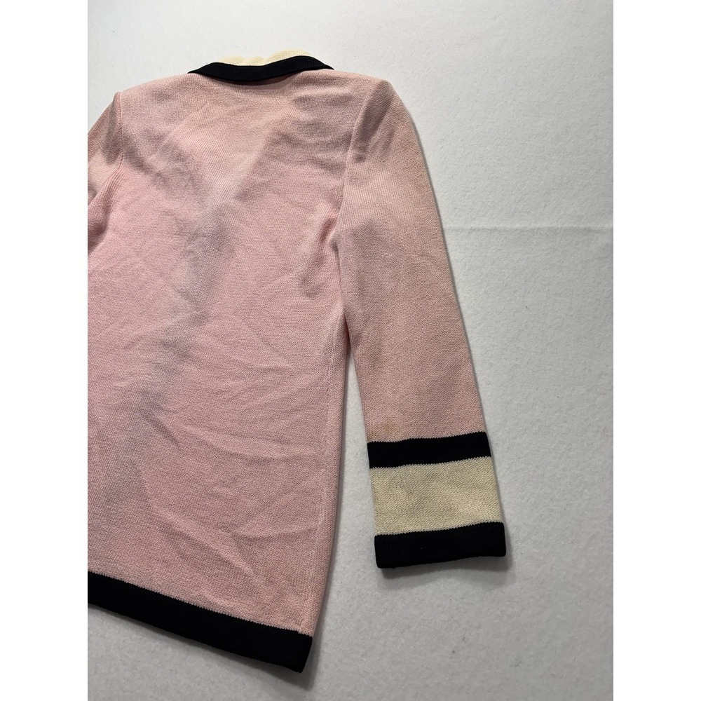St. John Sweater Womens 6 Pink Collared Button Front Long Knit Cardigan - Picture 13 of 13